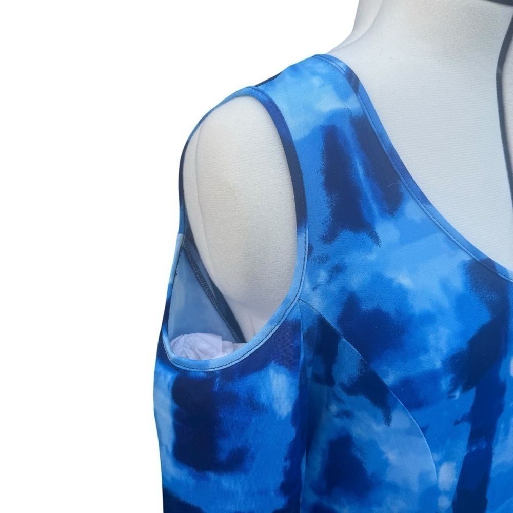 Susan Graver Blue Cold Shoulder Midi Dress - Picture 5 of 10